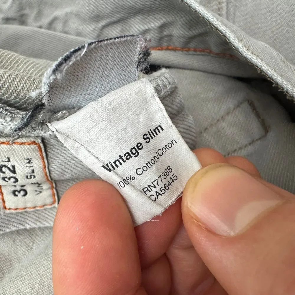 J.Crew Vintage Slim Fit Denim Jeans Mens 33x32 Gray Cotton Straight Leg Casual